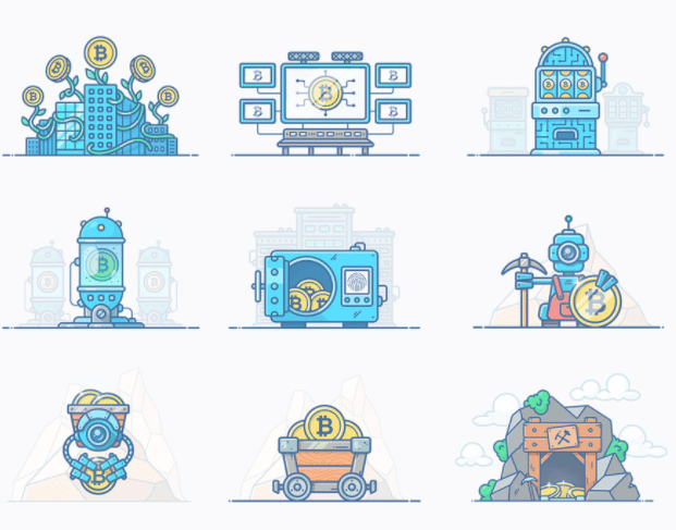 Cryptocurrency Illustrations Pack commercial Vector illustration library preview