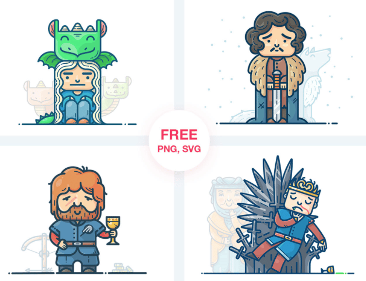 Game of Thrones Characters Illustrations commercial PNG/SVG illustration library preview
