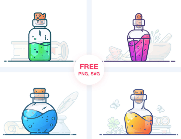 Vector Potions Illustrations commercial PNG/SVG illustration library preview for Health