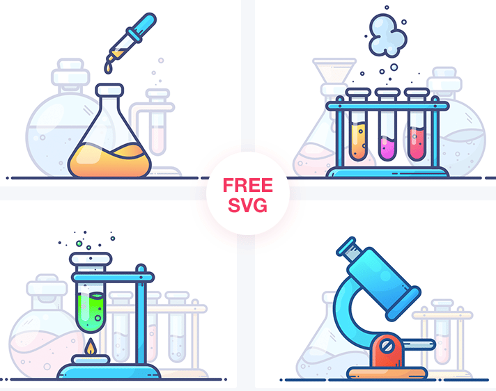 Chemistry Illustrations commercial PNG/SVG illustration library preview