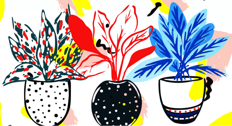 Fancy Plants commercial Vector illustration library preview