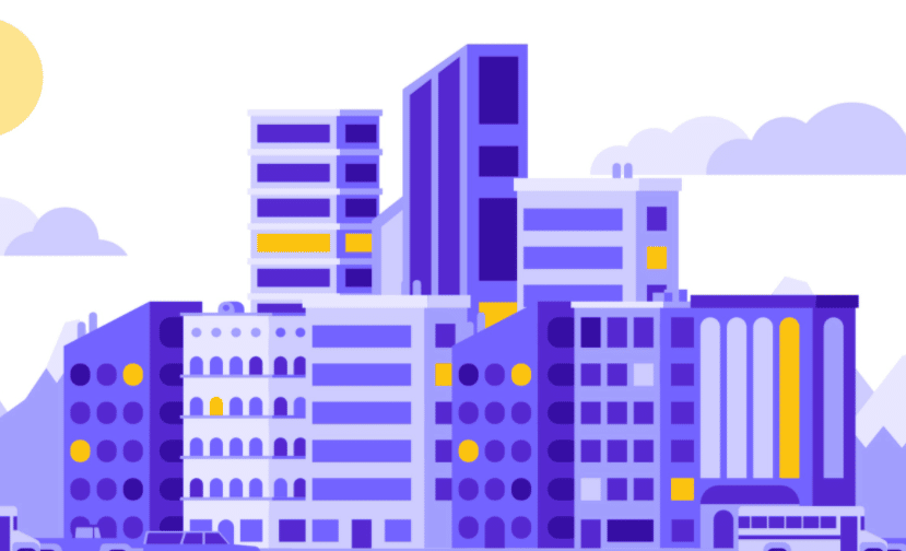 Cityscapes commercial Vector illustration library preview