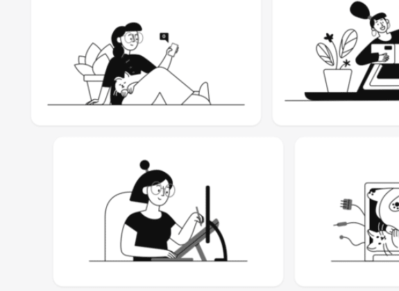 Whoooa - Black & White commercial Vector illustration library preview for Tech