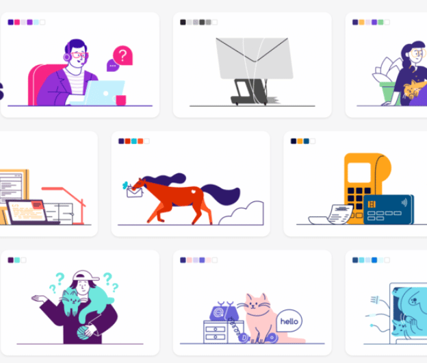 Whoooa commercial FIGMA/SKETCH illustration library preview for Business