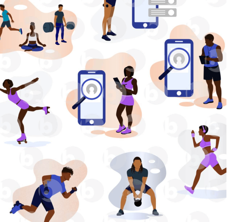 Fitness and Health is Wealth Illustration Pack commercial Vector illustration library preview for Health