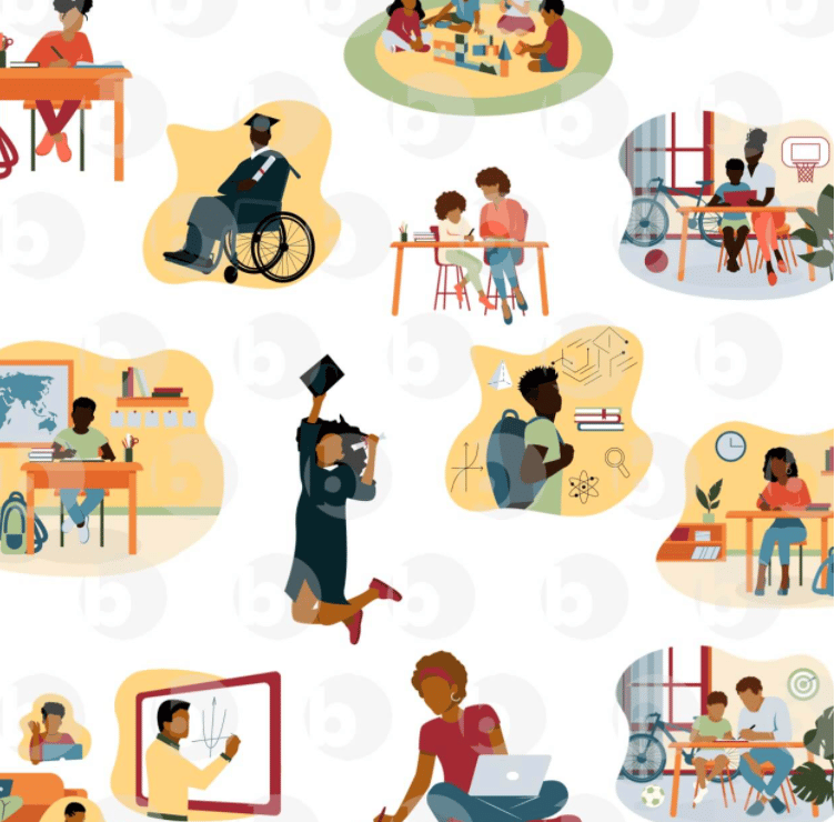 The Education Illustration Pack commercial Vector illustration library preview for Business