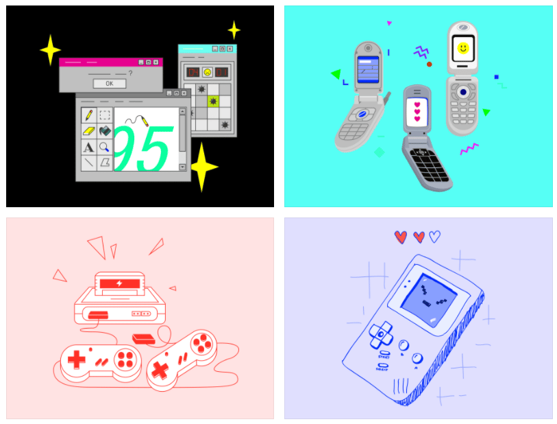 ’90s commercial Vector illustration library preview