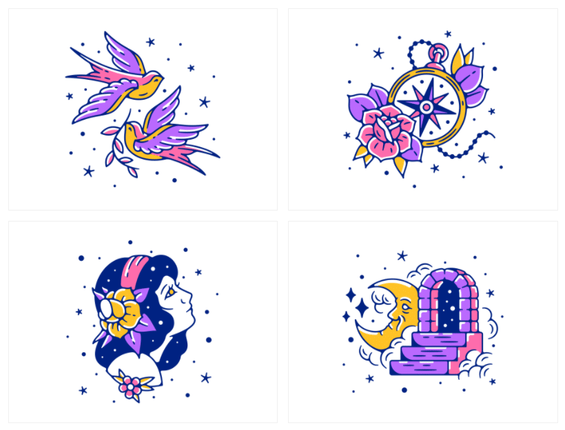 Tattoo commercial Vector illustration library preview for Tech