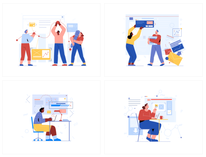 Teammates commercial Vector illustration library preview for Tech