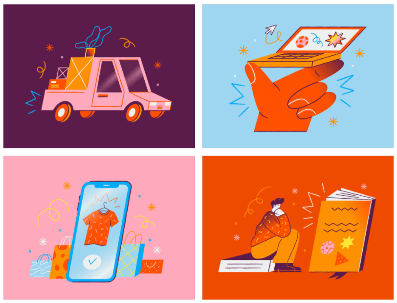 Draw commercial PNG/SVG illustration library preview for Tech