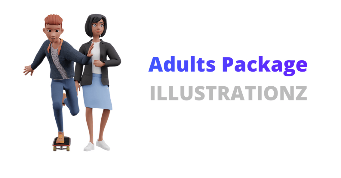 Illustrationz - Adults Pack commercial 3d illustration library preview