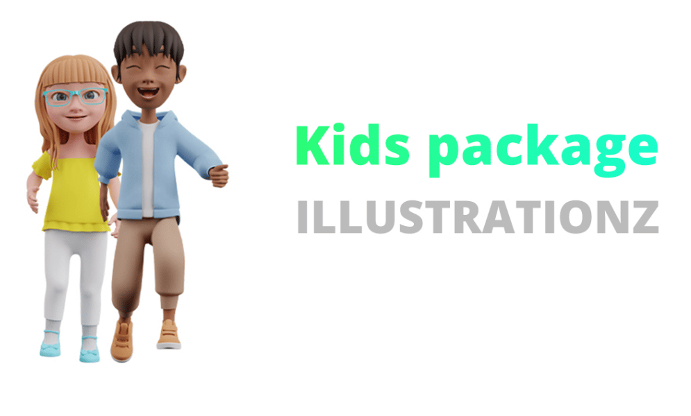 Illustrationz - Kids Pack commercial 3d illustration library preview