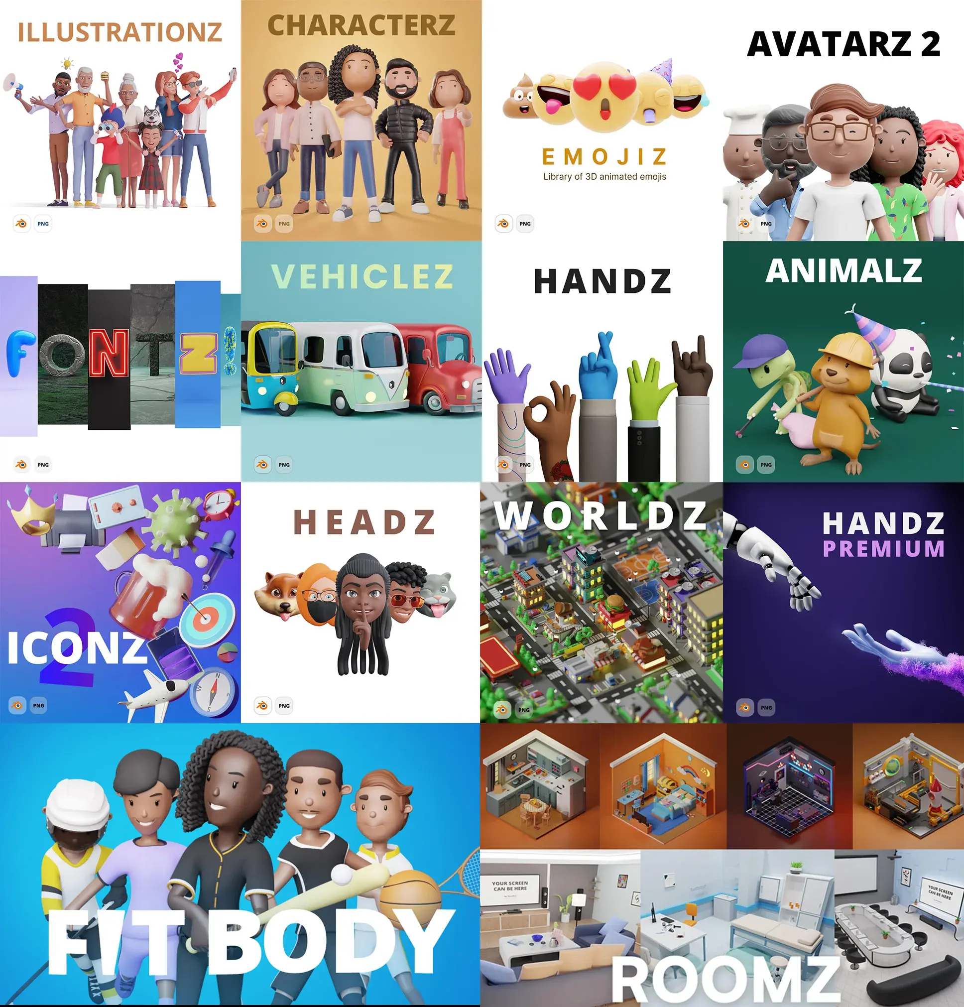 All Access Plan – 3D illustrations, characters, emojis, fonts, vehicles, hands, animals, icons and more