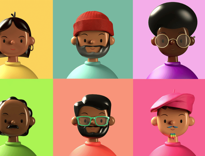 Toy Faces commercial FIGMA/SKETCH illustration library preview for Tech