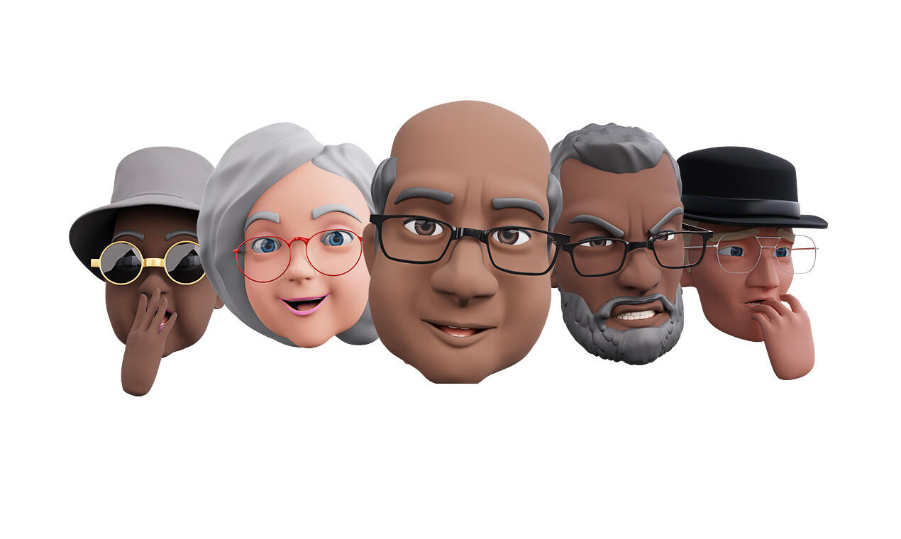 HEADZ Elders pack — 100,000+ combinations of 3D senior character heads with glasses, hats, and varied expressions