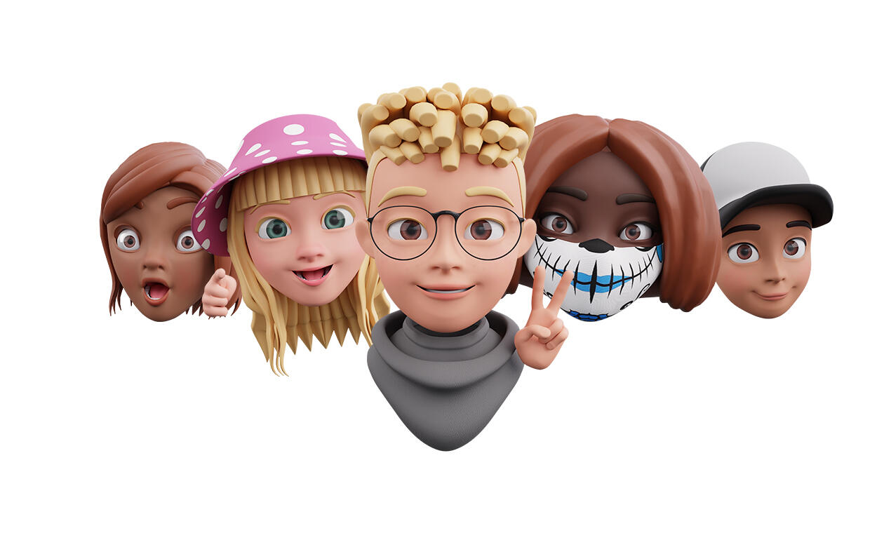 HEADZ Kids pack — 900,000+ combinations of playful 3D kid characters with hats, glasses, and unique hairstyles